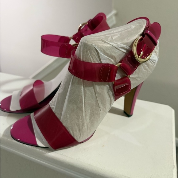 Karl Lagerfeld Paris Orchid Cieone Clear Vinyl Dress Heel Sandals Size 8.5 - Picture 9 of 12